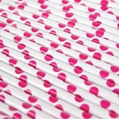 Image of Hot Pink Polka Dot Paper Straws