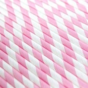 Image of Light Pink Striped Paper Straws