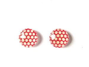 Image of Round Glass Studs: Red Honeycomb
