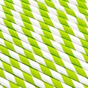 Image of Lime Green Striped Paper Straws