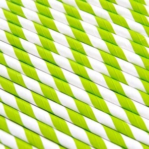 Image of Lime Green Striped Paper Straws