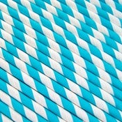 Image of Turquoise Blue Striped Paper Straws
