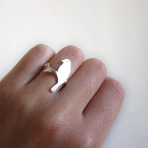 Image of Alighted Bird Ring - Handmade Silver Ring