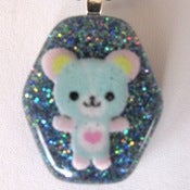 Image of Sweet Blue Bear Necklace - Hexagon