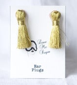 Image of Breakfast at Tiffanys short tassel earplugs gold or silver lurex