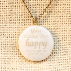 Image of 34mm Engraved Locket- You make me Happy- 4 colours