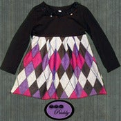 Image of **SOLD OUT** Black & Purple Argyle Pleated Dress – Size 18-24m/2T