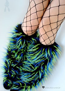 Image of Festival fluffies uv black/lime/blue 