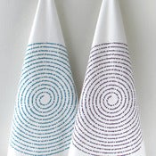 Image of Tea Towel Set : Animal Lovers Design in Teal & Eggplant