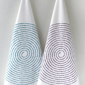 Image of Tea Towel Set : Animal Lovers Design in Teal & Eggplant