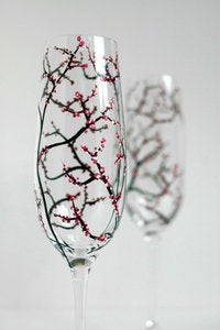 Image of Personalized Tree Branch Wedding Toasting Flutes-Set of 2 Customized Champagne Flutes