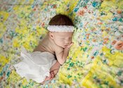 Image of YELLOW Floral Cascading Ruffle Fabric - for Backdrops or Bean Bag Covers - 2 YARDS
