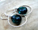 Image of Peacock Blue Quartz Halo Hoop Earrings in Sterling Silver