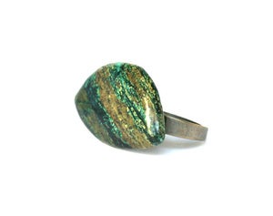 Image of Olive Jasper Stone Two Finger Ring