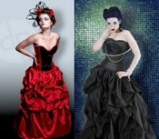 Image of La Belle Plume Noir Gown in Satin or Silk Taffeta (many color choices)