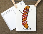 Image of POSTCARD 3pk BACON WRAPPED HOTDOG