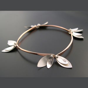 Image of Bamboo Bracelet - Skinny Leaves - Rose Gold Filled