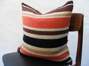 Image of Hand Knit Cushion 50 x 50cm - terracotta stripe