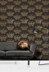 Image of Camberwell Beauty Wallpaper - Jet & Gold