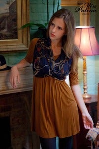 Image of 'Modern Classic' Scarf Front Jersey Dress (Brown)
