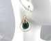 Image of Peacock Blue Quartz Halo Hoop Earrings in Sterling Silver