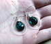 Image of Peacock Blue Quartz Halo Hoop Earrings in Sterling Silver