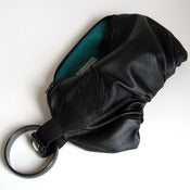 Image of Black Leather Wristlet Handbag