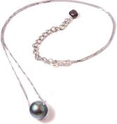 Image of Solitaire Pearl and Sterling Silver Necklace