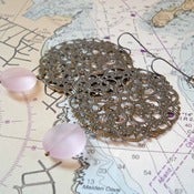 Image of Sea Glass Filigree Earrings in Pale Pink inspired by Anthropologie