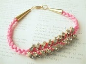 Image of Pink Braid with Gold Rhinestone Disc Bracelet