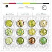 Image of Seaspray green epoxy glazed buttons - 1/2 price