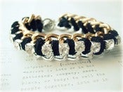 Image of Silver & Gold Diamonte Woven Bracelet 