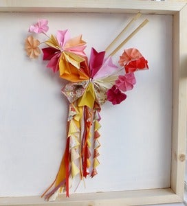 Image of Origami Paper Wall Ornament in Pink Yellow and Orange 