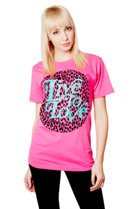 Image of Fuschia Leopard Logo Tee