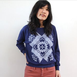 Image of Tribal Print Triblend Pullover (Heather Navy)