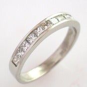 Image of Eternity Band with Channel Set Square CZ's in solid 14k White or Yellow Gold