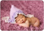 Image of *Lavender Lace Pixie Bonnet*
