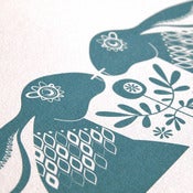 Image of Blue Grey Hares - Hand Pulled, Signed, Gocco Screen Print