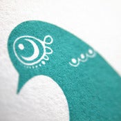 Image of Winter Doves in Dark Teal - Hand Pulled, Gocco Screen Print