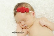 Image of Three Rosette headband in Bright Red
