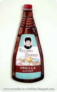 Image of JUMBO Vintage inspired Vanilla Extract bottle wood diecut