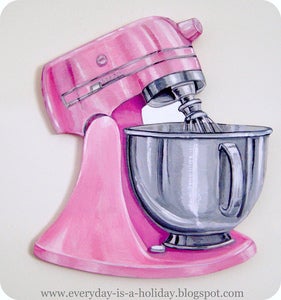 Image of JUMBO PINK Vintage Mixer wood diecut