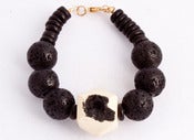 Image of Lava Rock Bracelet with Geometric Ebony Sand Geode