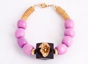 Image of Ebony Cube Geode and Pink Chalk Turquoise Bracelet