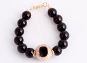 Image of Wooden Geode and Onyx Bracelet