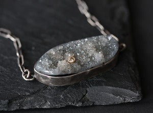 Image of Druzy Diamond Necklace in Sterling Silver and 14kt Gold