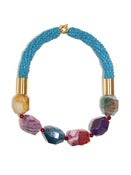 Image of Incredible Druzy Agate Stone on Turquiose Neckpiece