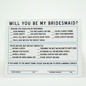 Image of "The Contract" Will You Be My Bridesmaid Cards