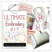 Image of Ultimate Embroidery Kit including Black Apple pattern & teatowel