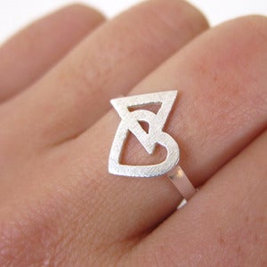 Image of Heart meets the Delta - Geometric- Handmade Silver Ring